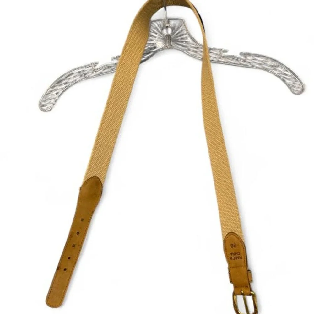 Guy Harvey Mens 38 Leather Tab Ribbon Belt Mahi Mahi Dolphin Fish Navy Tan